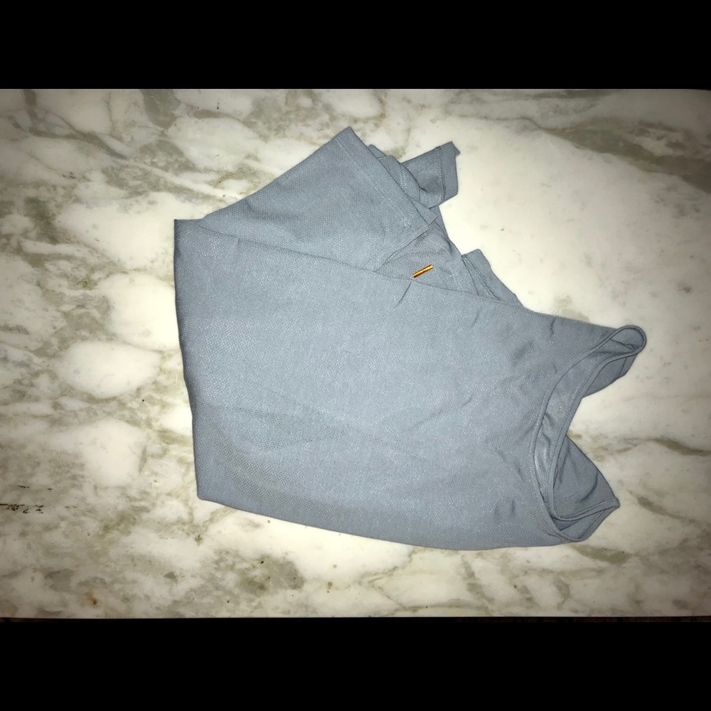 Light blue athletic open back shirt